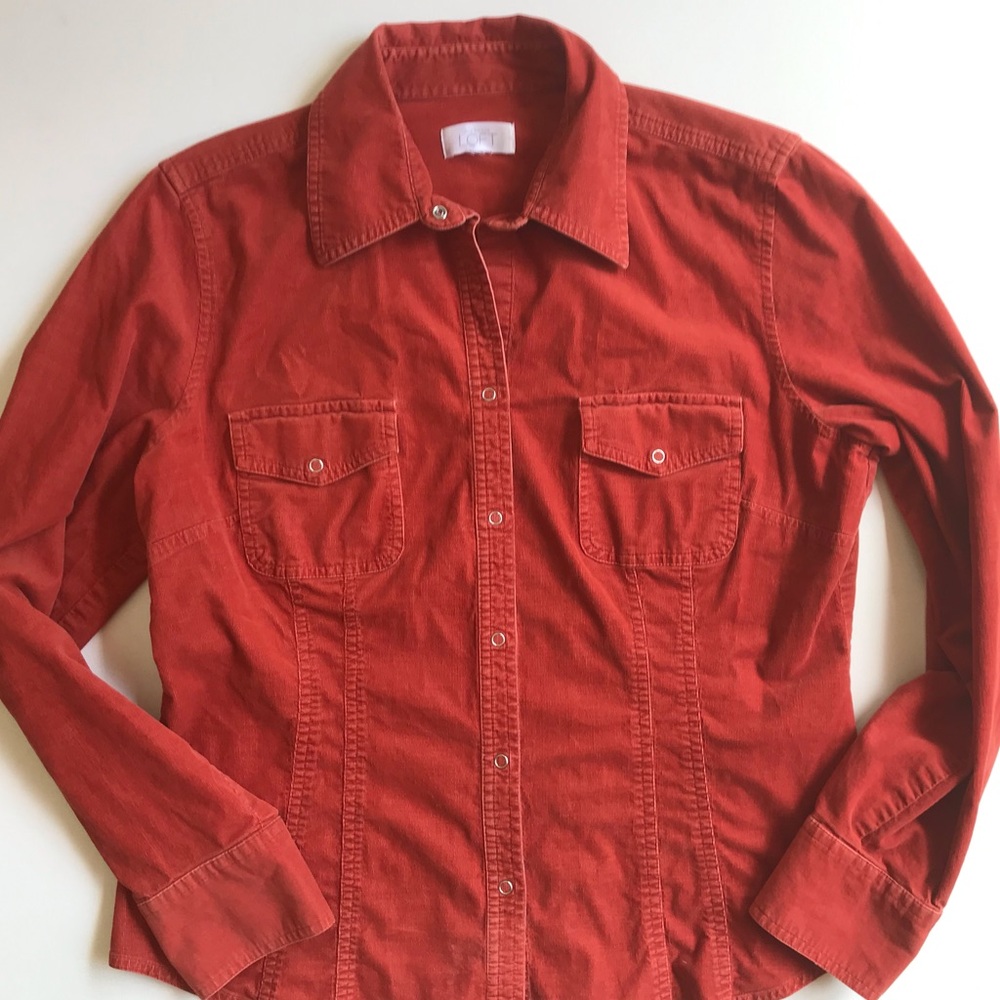 Ann Taylor Rust Red Button-Down Shirt